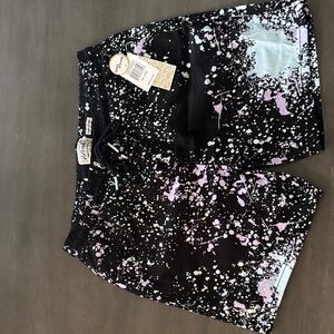 Black and Purple Splatter Shorts
